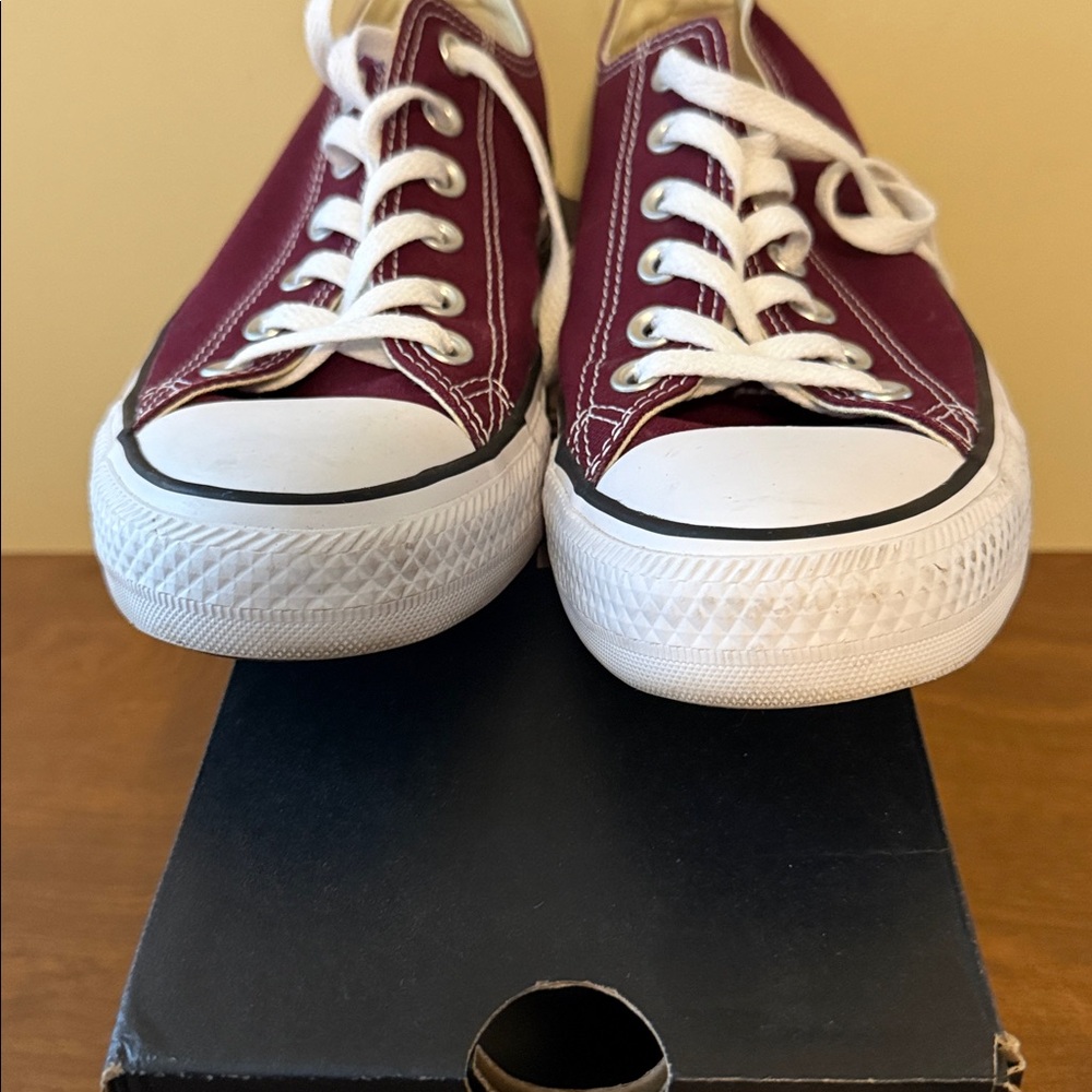 Burgundy Converse All Stars. Men’s 7/Women’s 9 - Picture 2 of 7